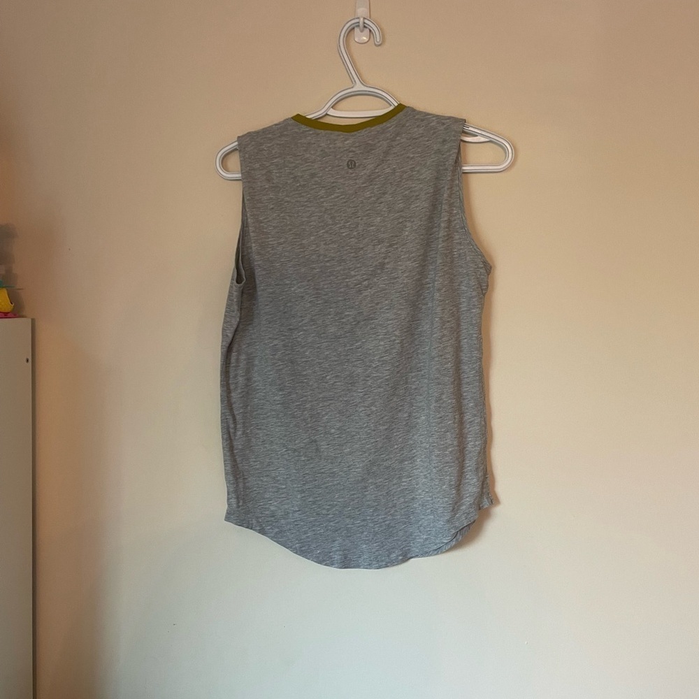 Lululemon Brunswick Muscle Tank Grey/Yellow Size 4 - Picture 5 of 6